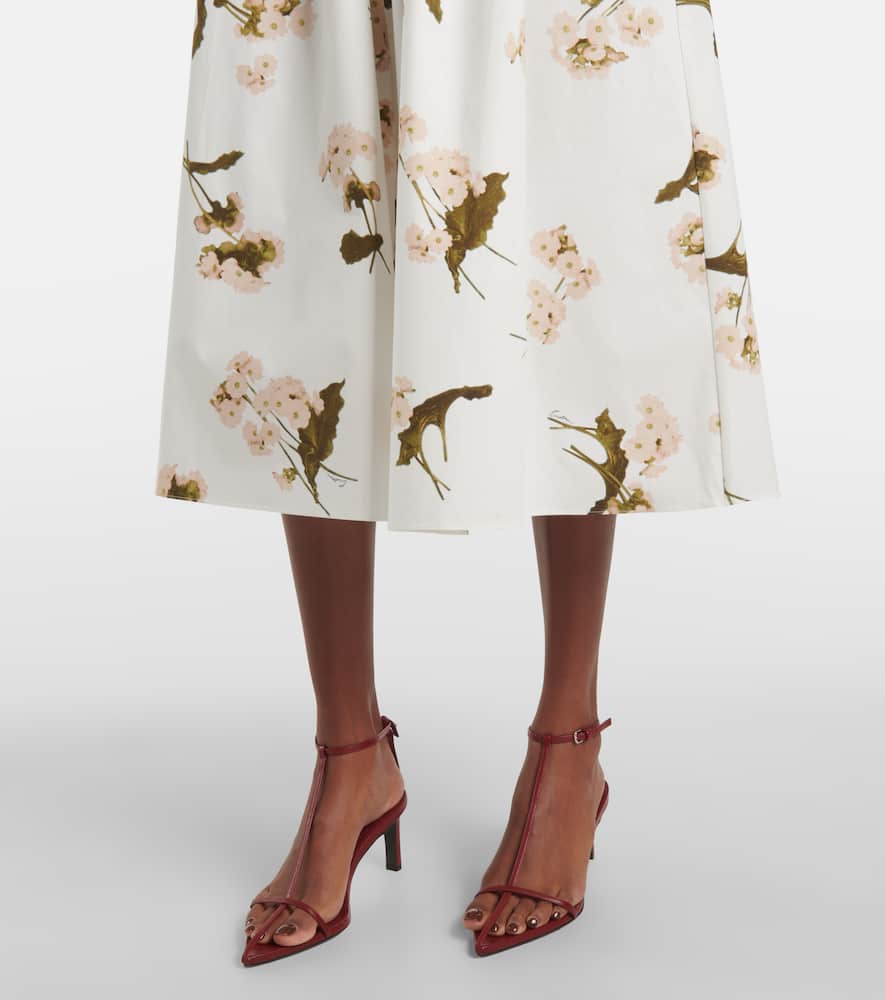 Floral cotton poplin midi dress