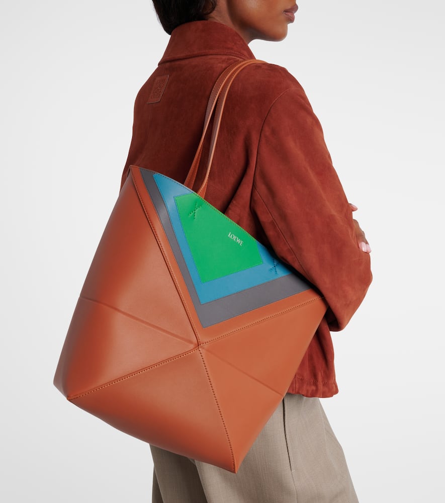Puzzle Fold Square Medium leather tote bag
