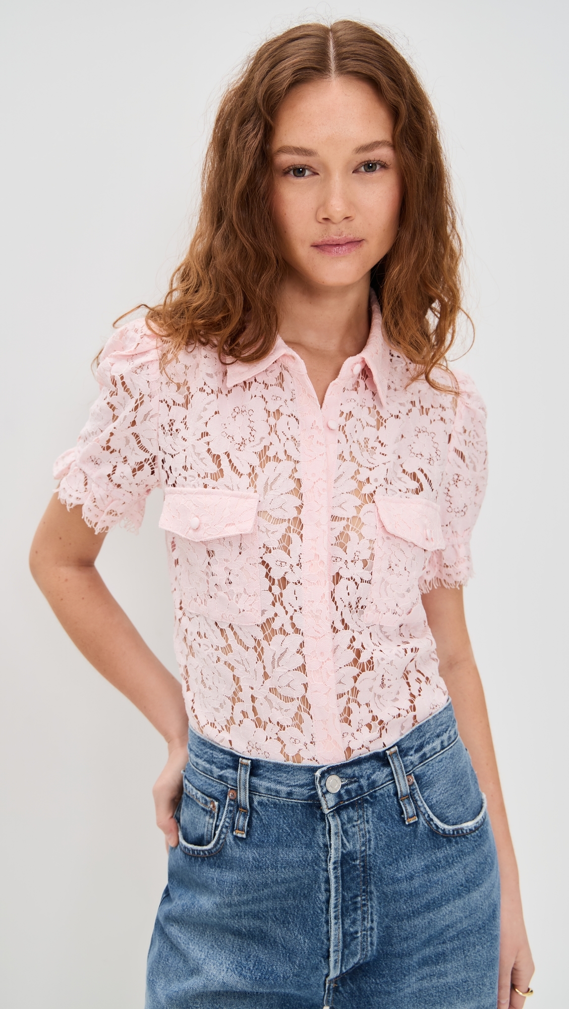 Generation Love Mina Lace Shirt Petal Pink