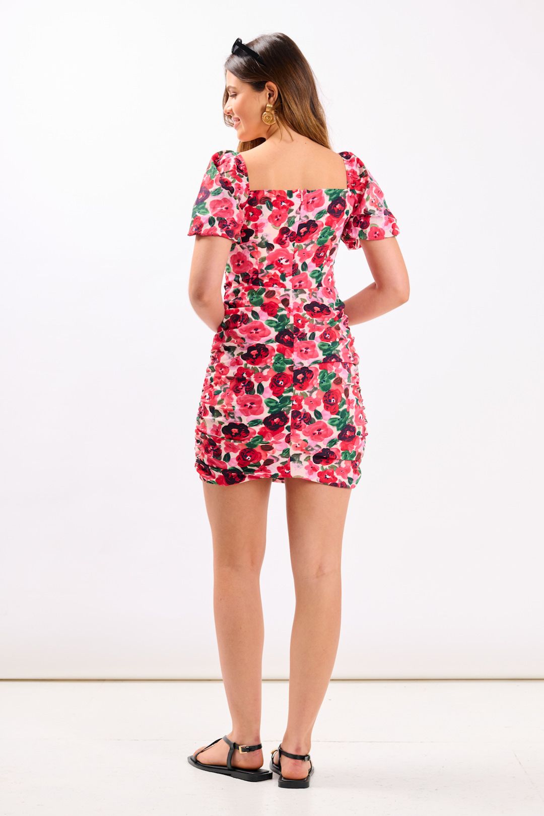 Needs No Label Women's Pink Rose Ruched Detail Mini Dre