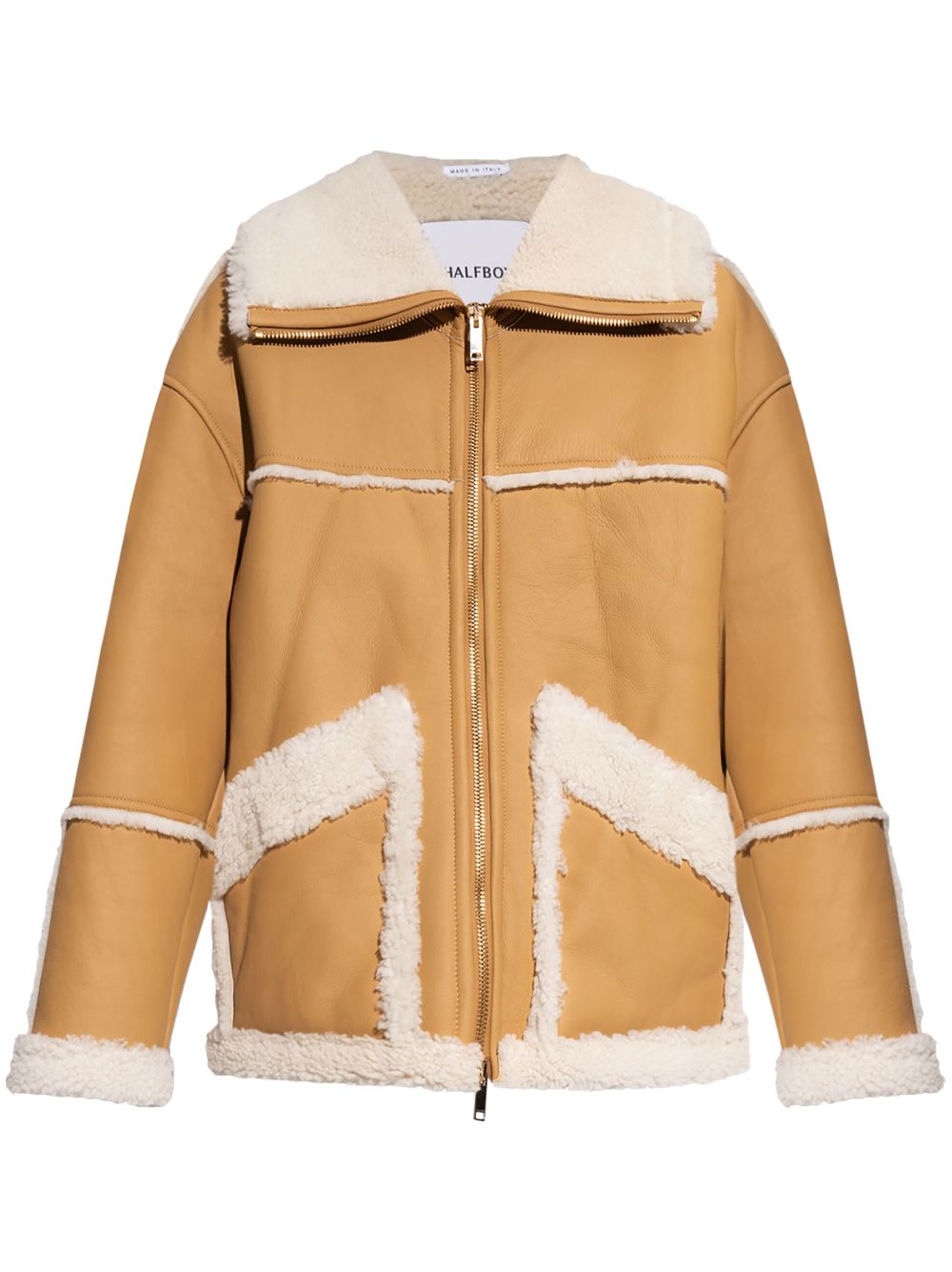 Faux shearling-trim coat - Brown