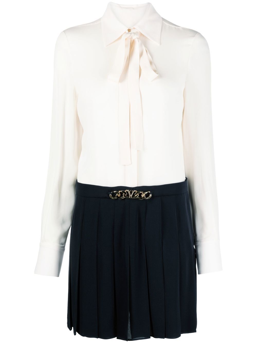 Valentino Garavani pussy-bow collar shirt dress - Neutrals
