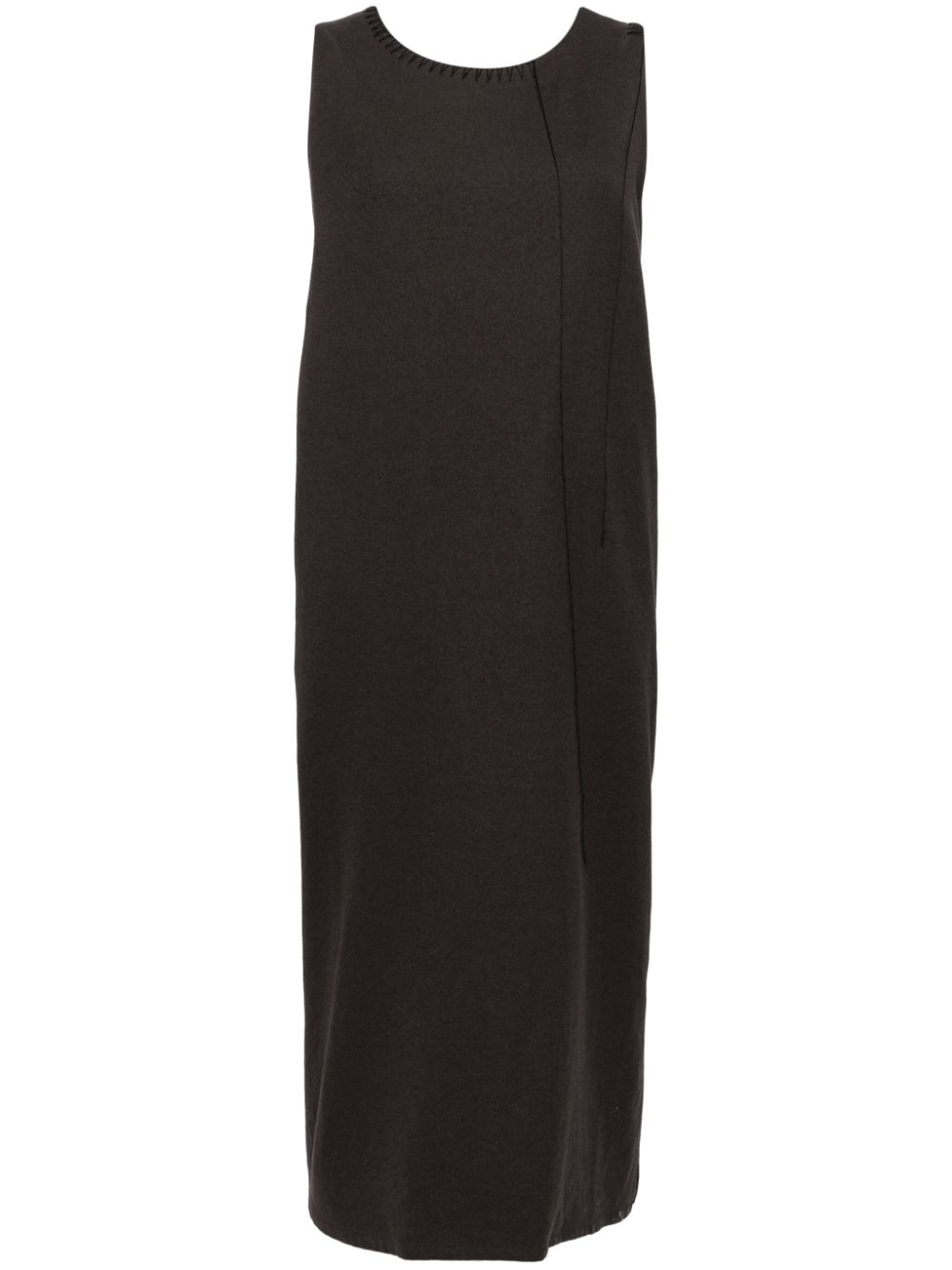 Tonal-stitched dress - Brown