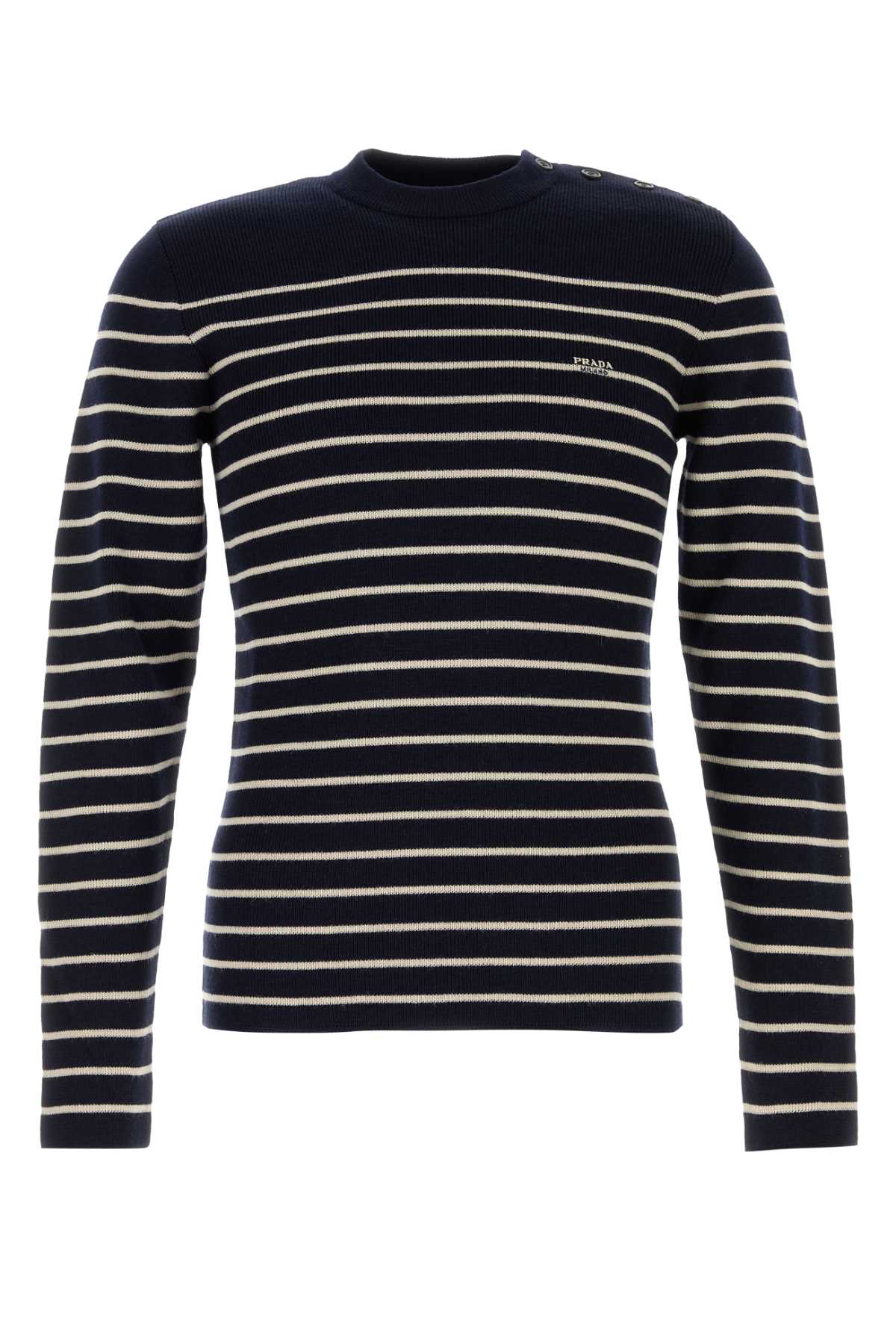 Striped Wool Sweater — Navy