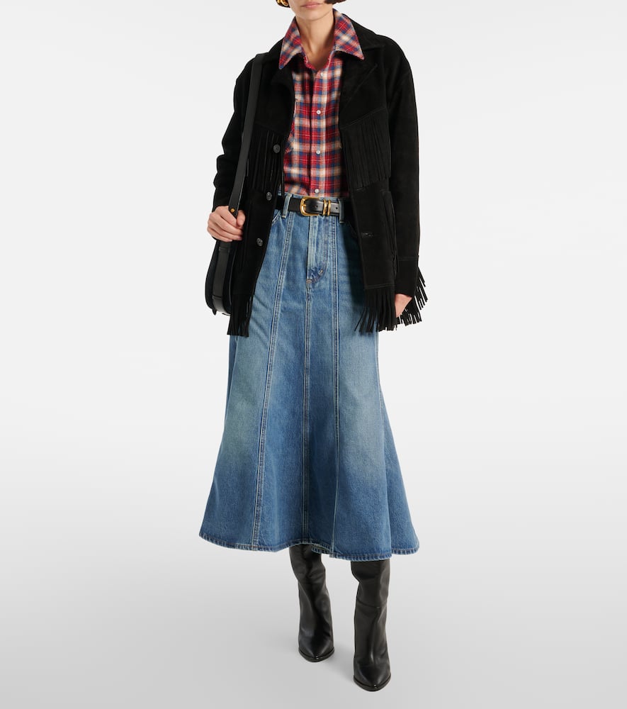 Gaucho Vintage denim maxi skirt