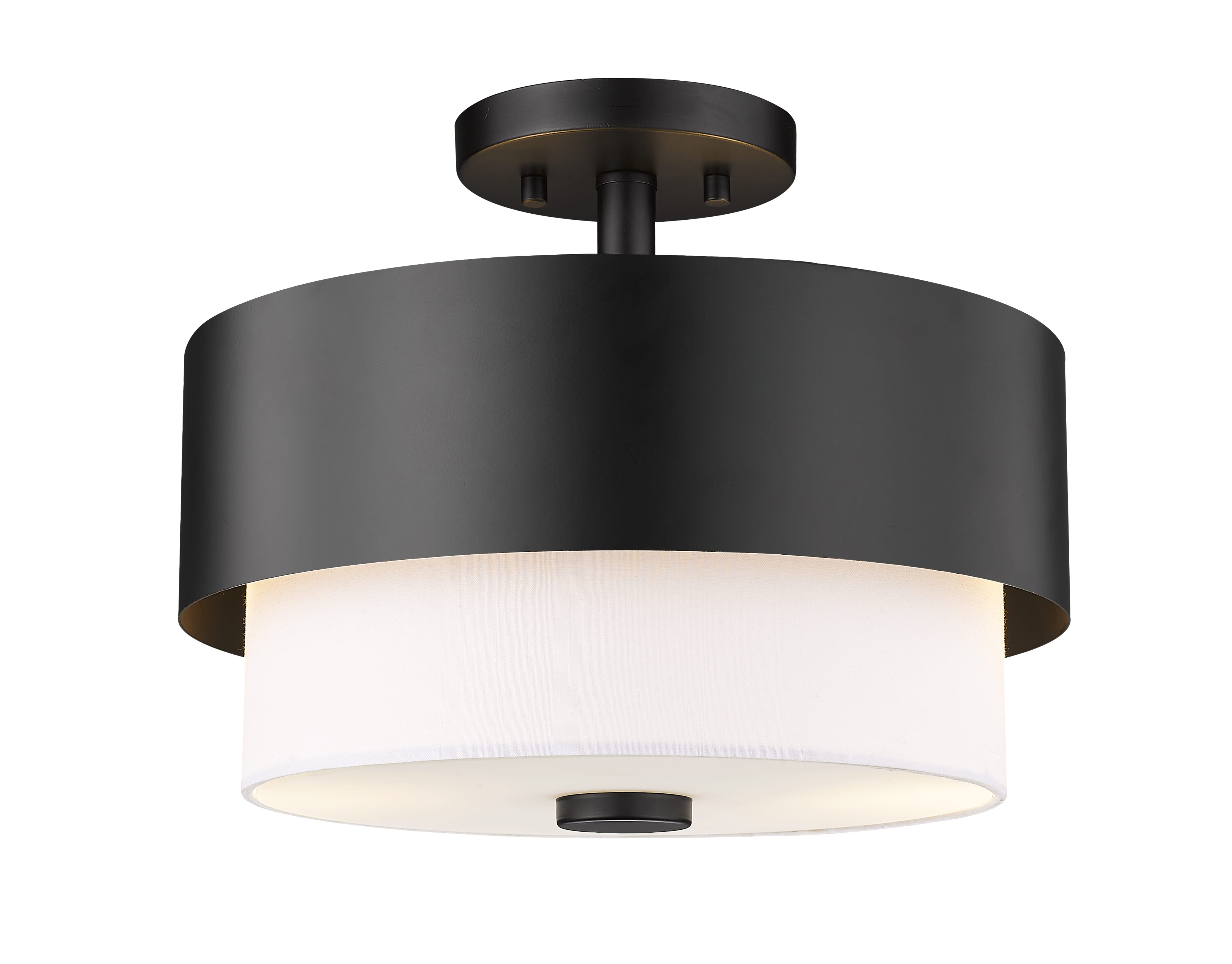 Matte Black Two Light Semi Flush Mount from the Counterpoint Collection