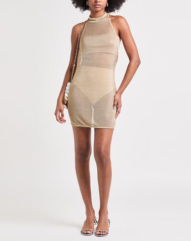 Woman Mini dress Platinum Size 8 Viscose, Metallic fiber, Elastane