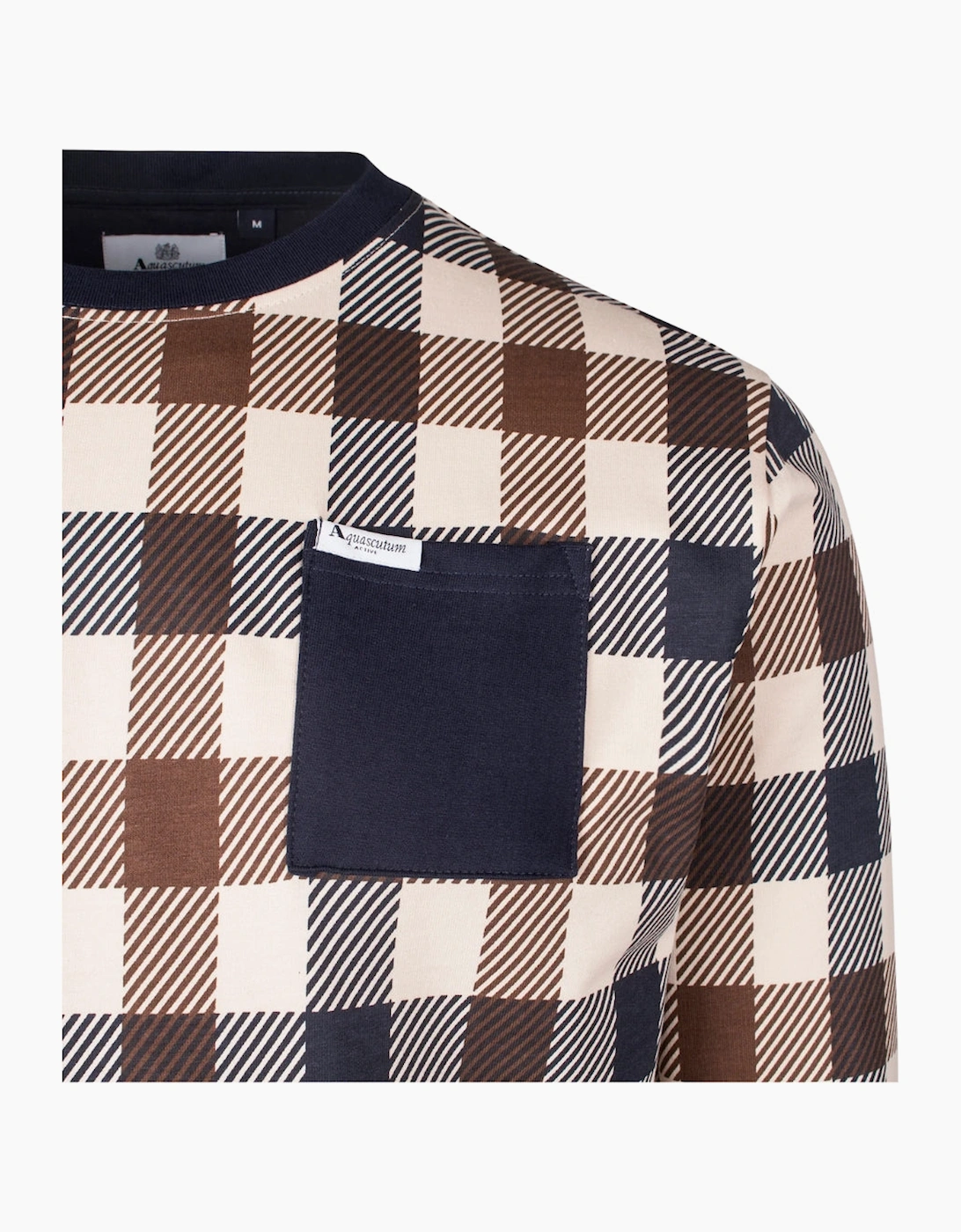 Men's Aquascutum Active Macro Iconic Pocket Crewneck Navy Blue Sweatshirt