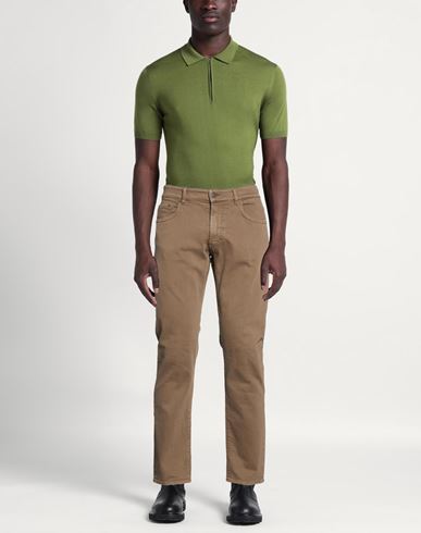 Man Pants Dark brown Size 33 Cotton, Elastane