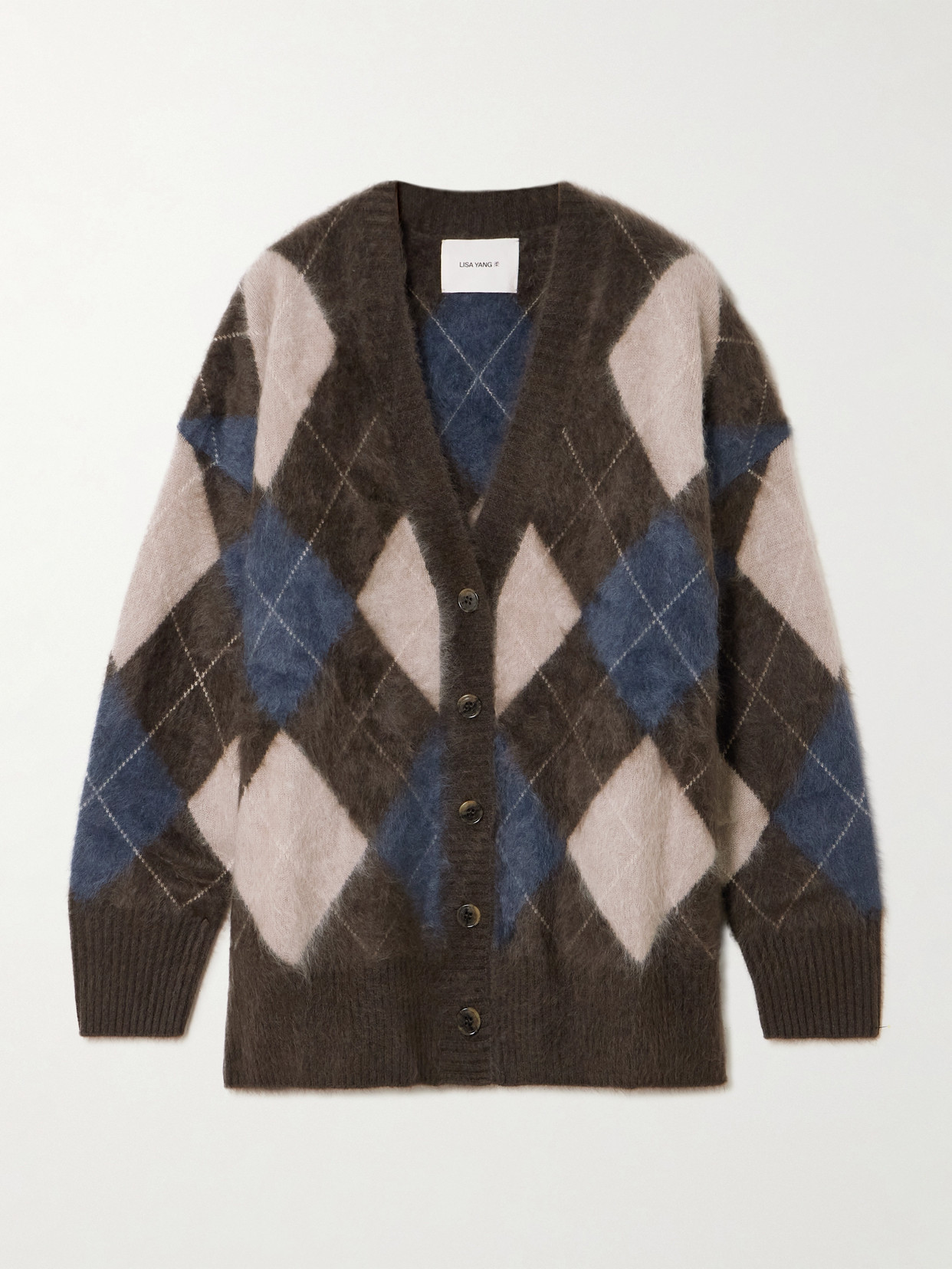 Elaria Argyle Brushed Cashmere-jacquard Cardigan - Brown
