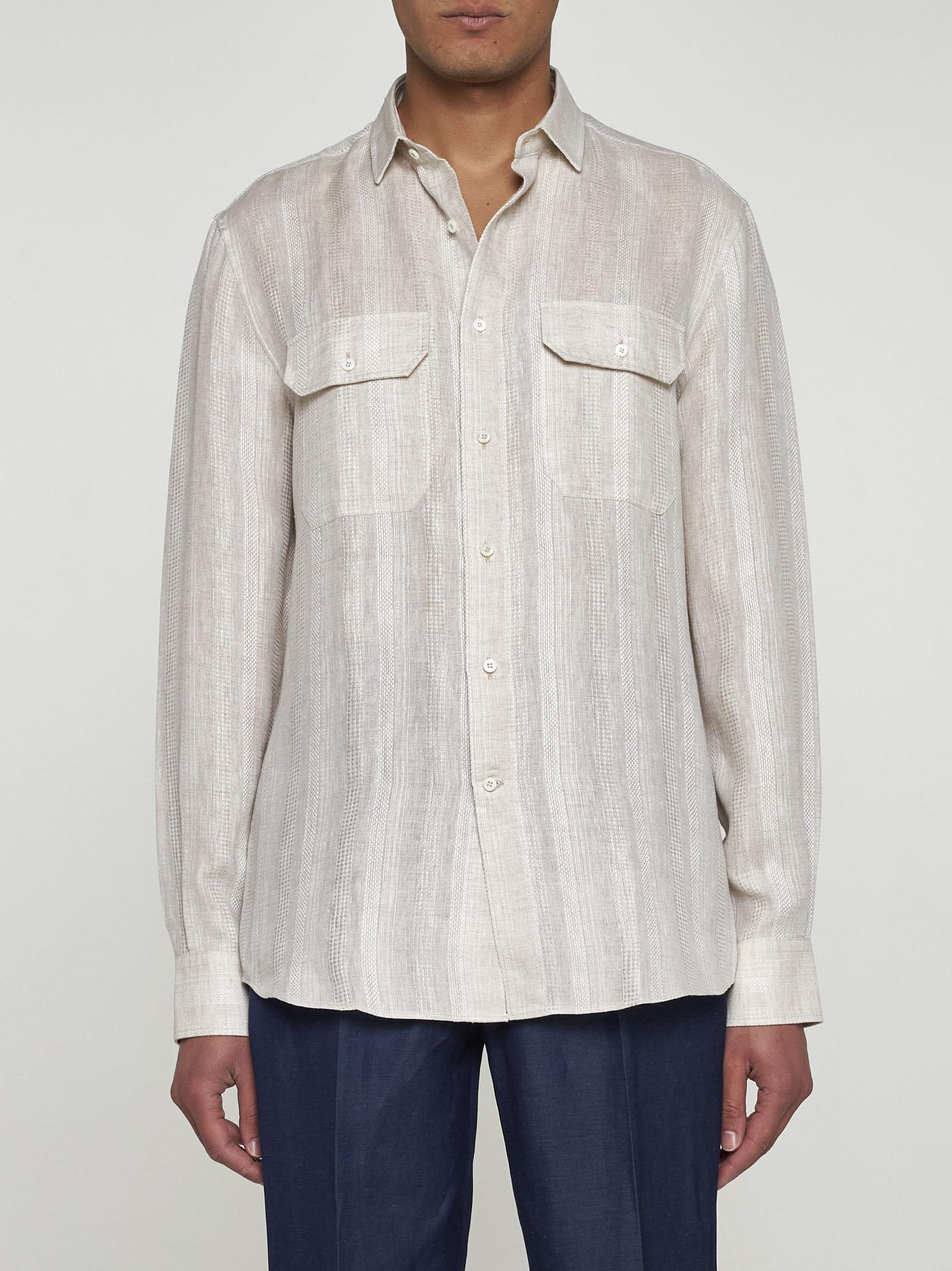 Striped linen shirt - Neutrals