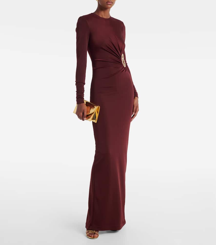 Mischa embellished gathered jersey gown
