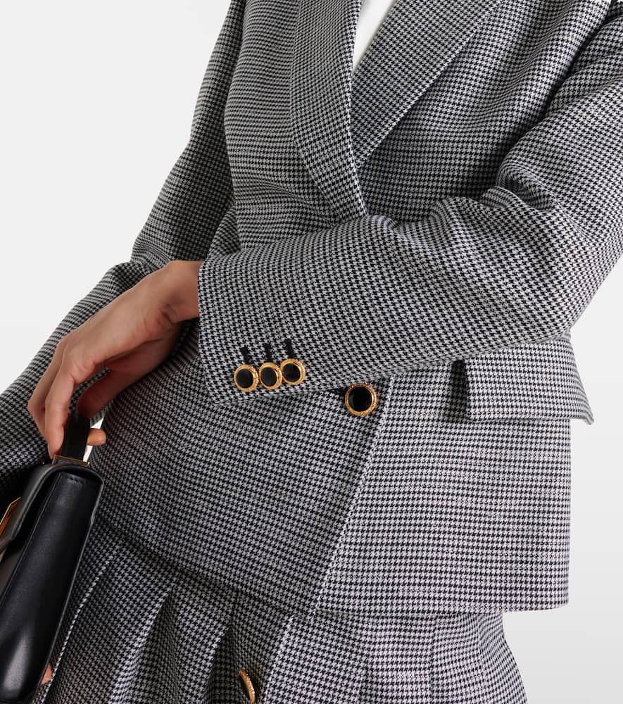 Houndstooth wool-blend jacket