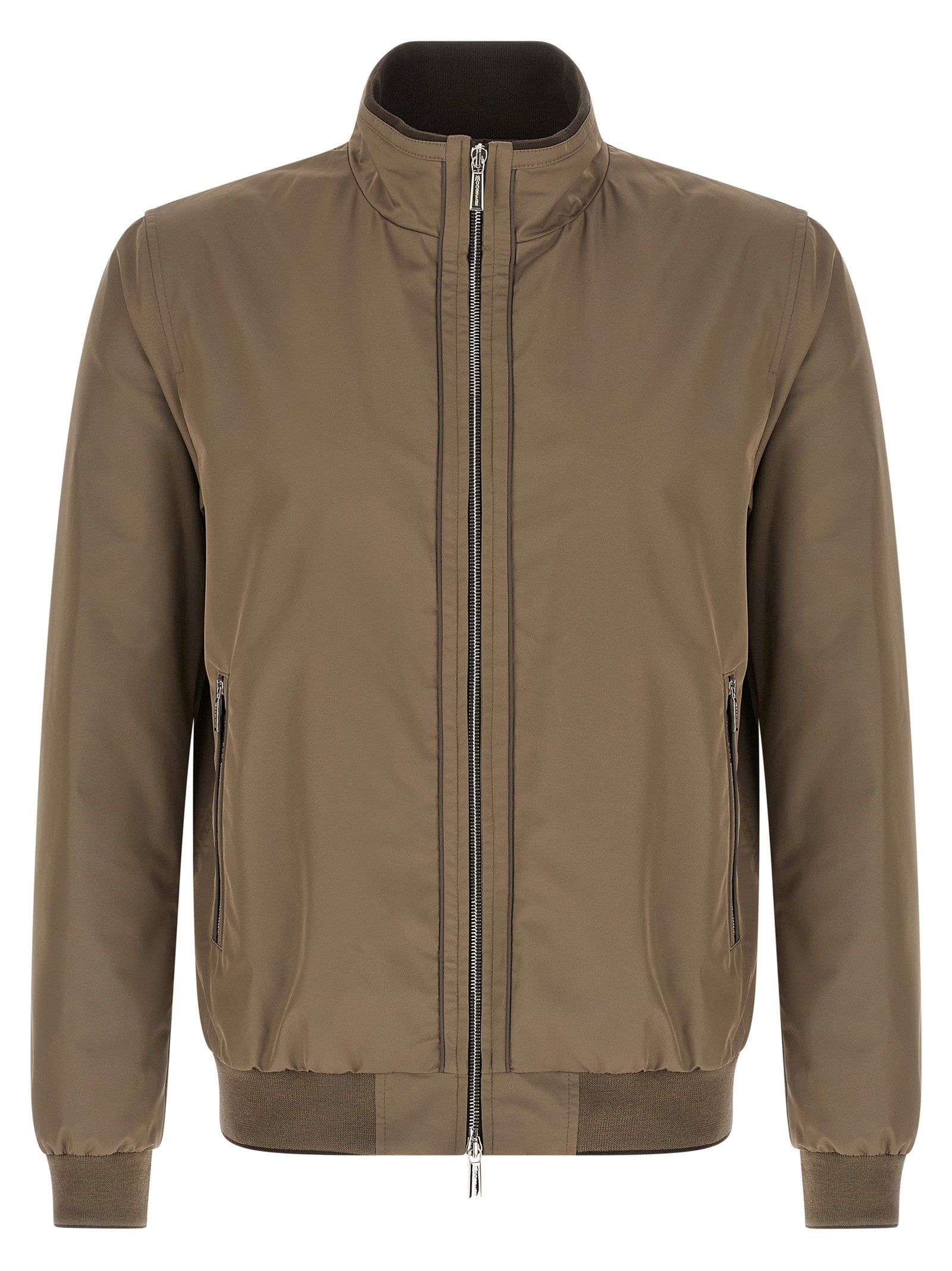 Water-Repellent Bomber Jacket — Taupe