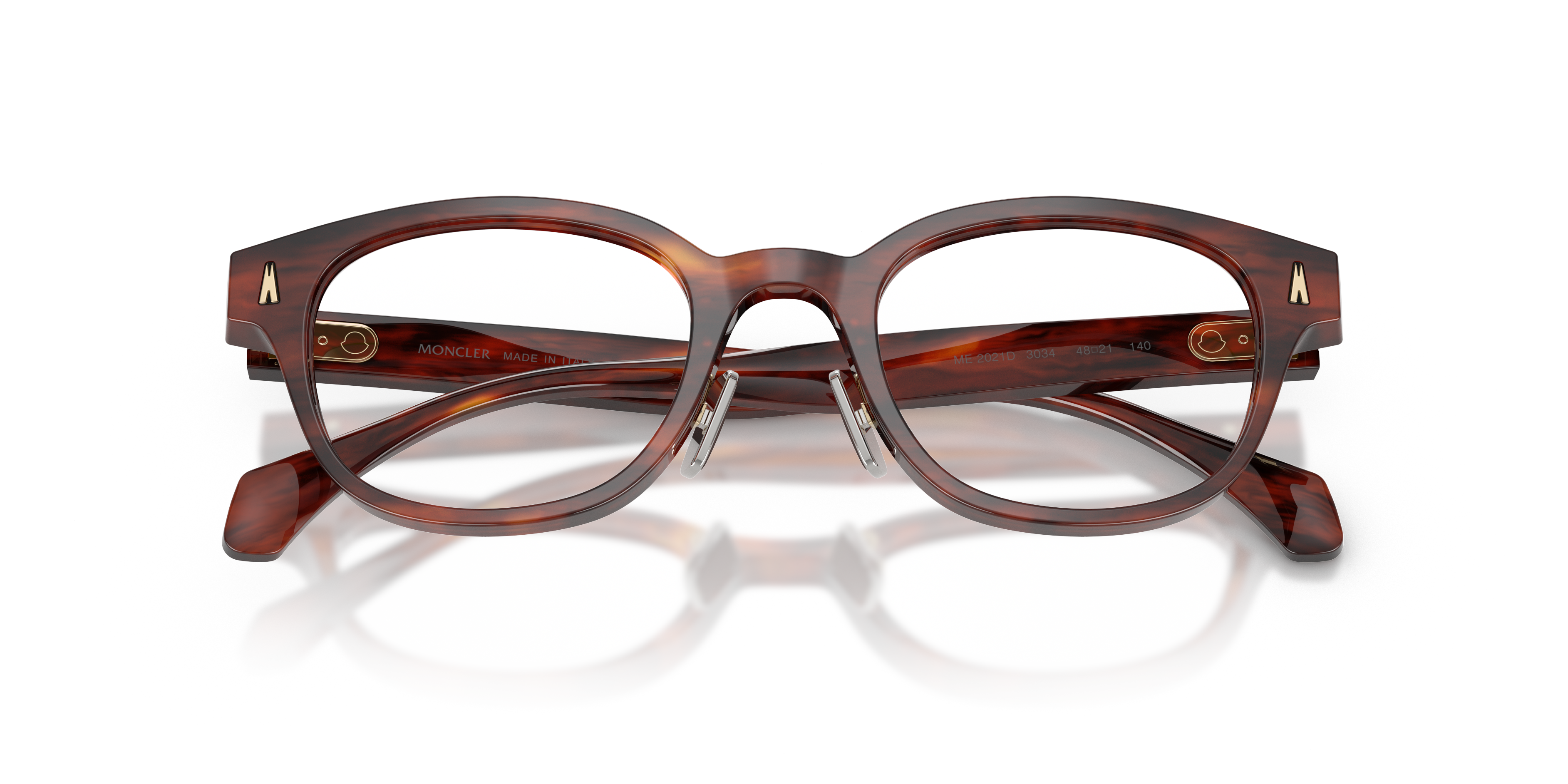 Moncler Unisex Moncler ME2021D 3034 Monturas ópticas Acetato Tortuga Transparente Redonda Norma