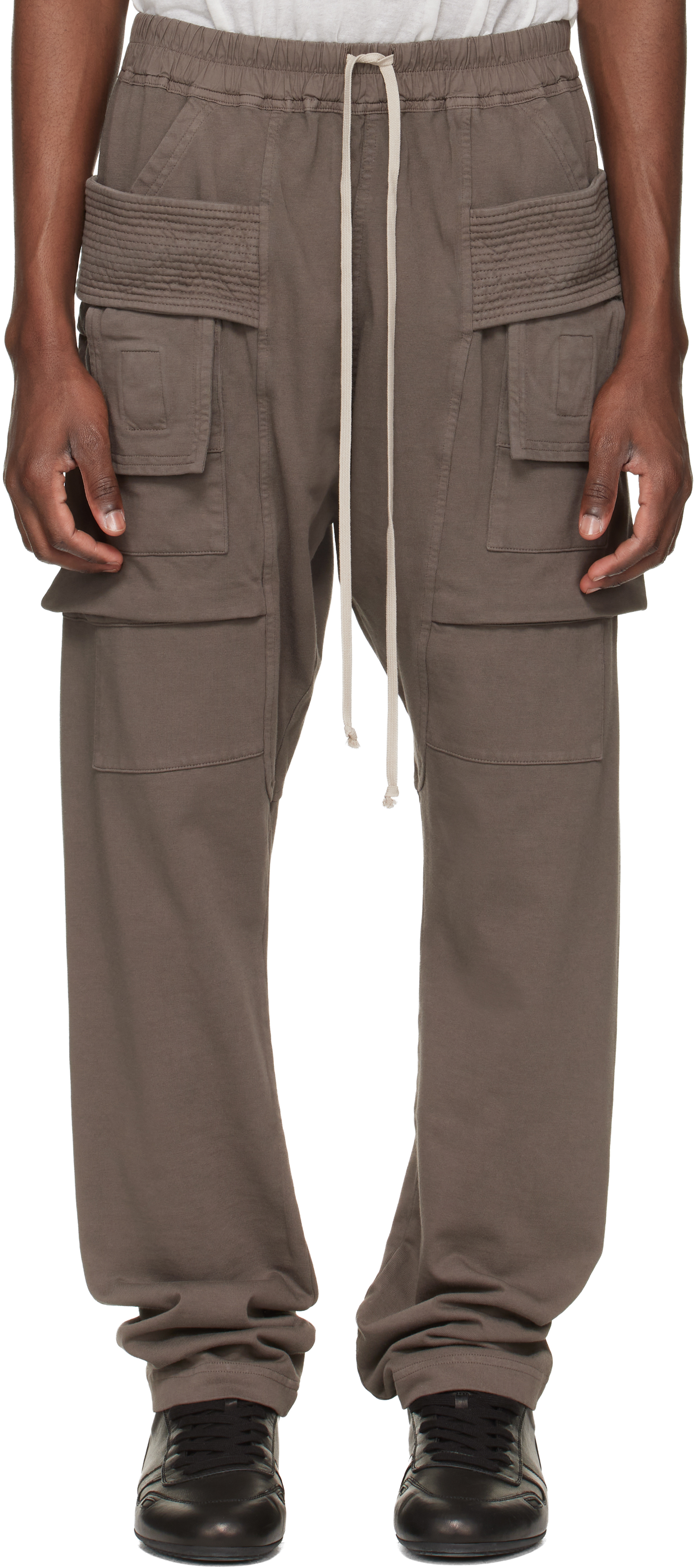 Gray Temple Creatch Drawstring Cargo Pants