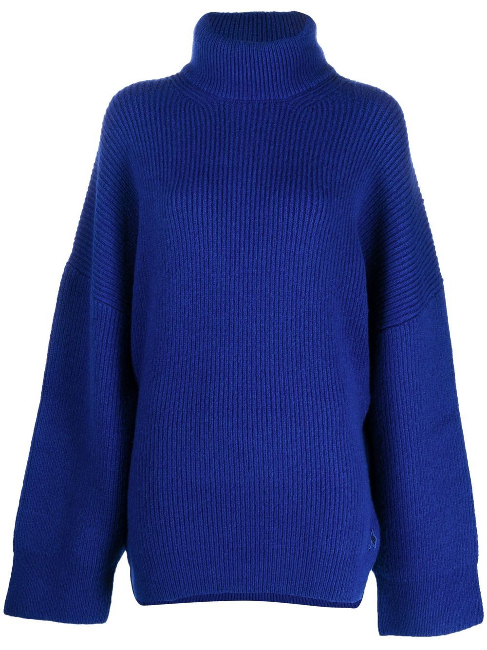 Roll-neck ribbed jumper - Blue
