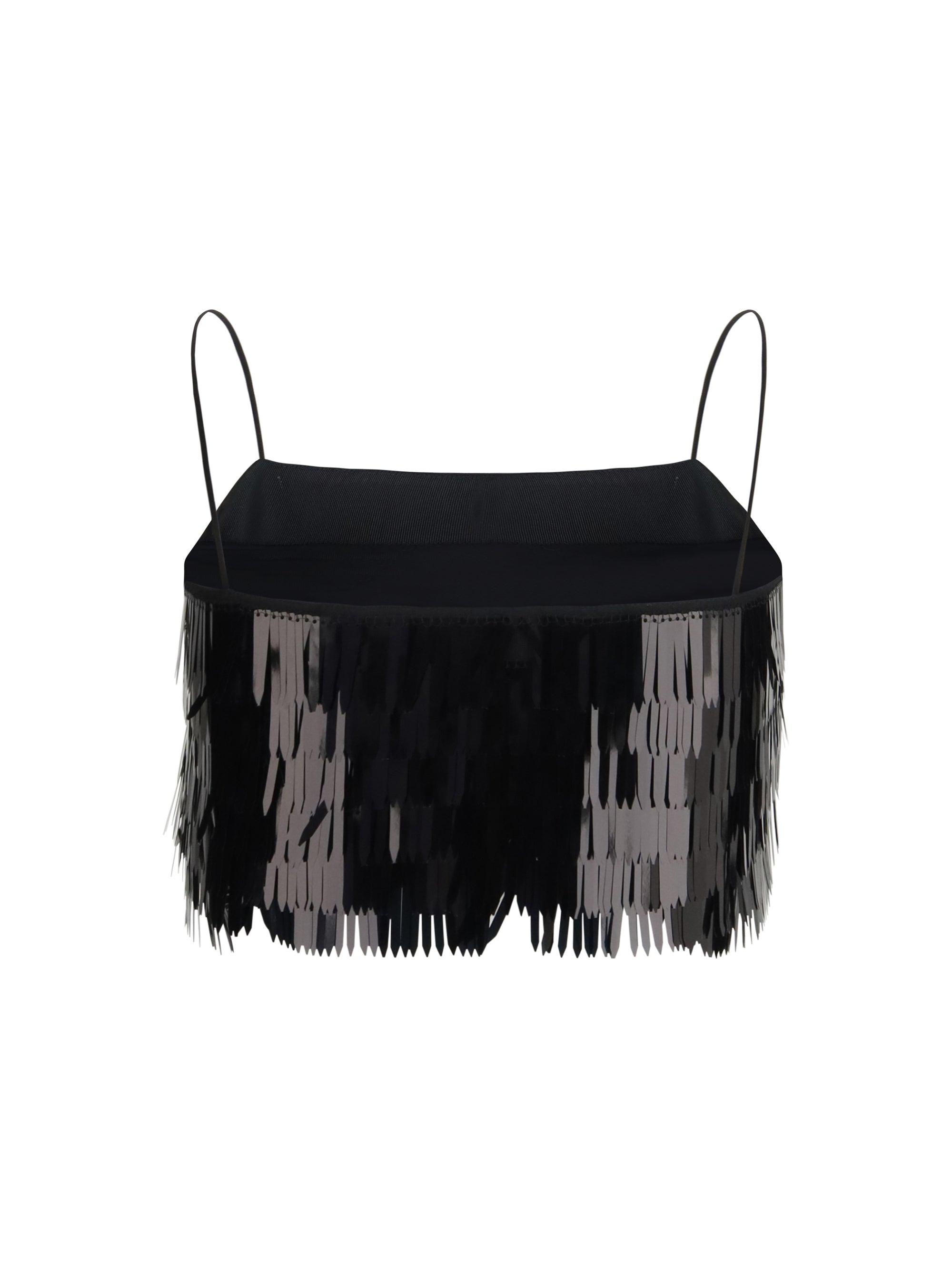 Sequin-Embellished Tank Top — Black