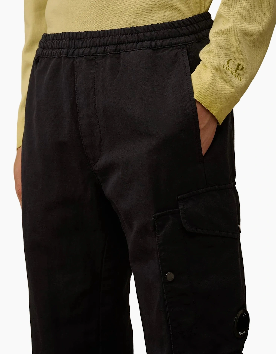 CP Company Men's Cotton/Linen Lens Cargo Pants - Navy