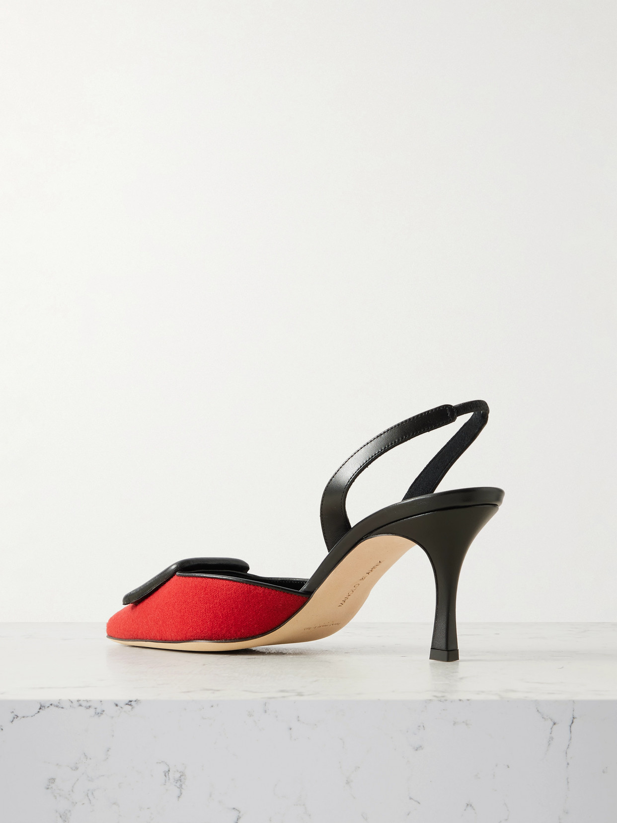 Mayslibi 70 Buckled Leather-trimmed Velvet Slingback Pumps - Red