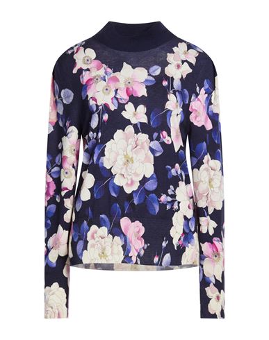 Woman Turtleneck Midnight blue Size L Silk, Wool, Cashmere