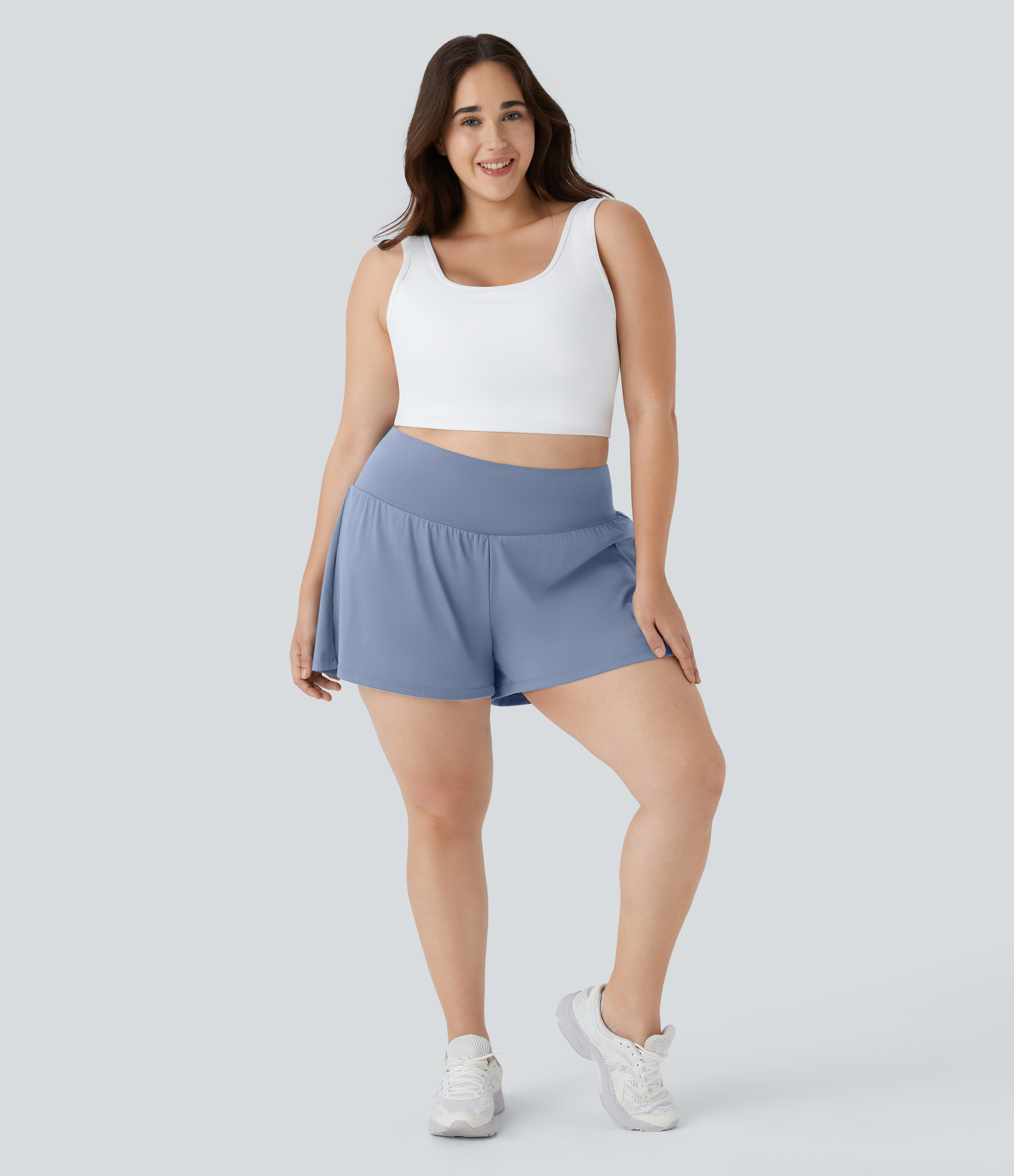 Super High Waisted Pocket & Pocket 2-in-1 Yoga Plus Size Shorts 4''-Longer Length Gym Short - Infinity
