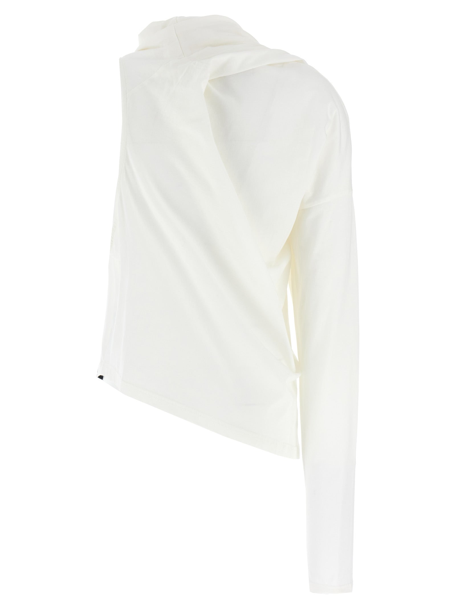 Asymmetrical Off-the-Shoulder Cotton T-Shirt — White