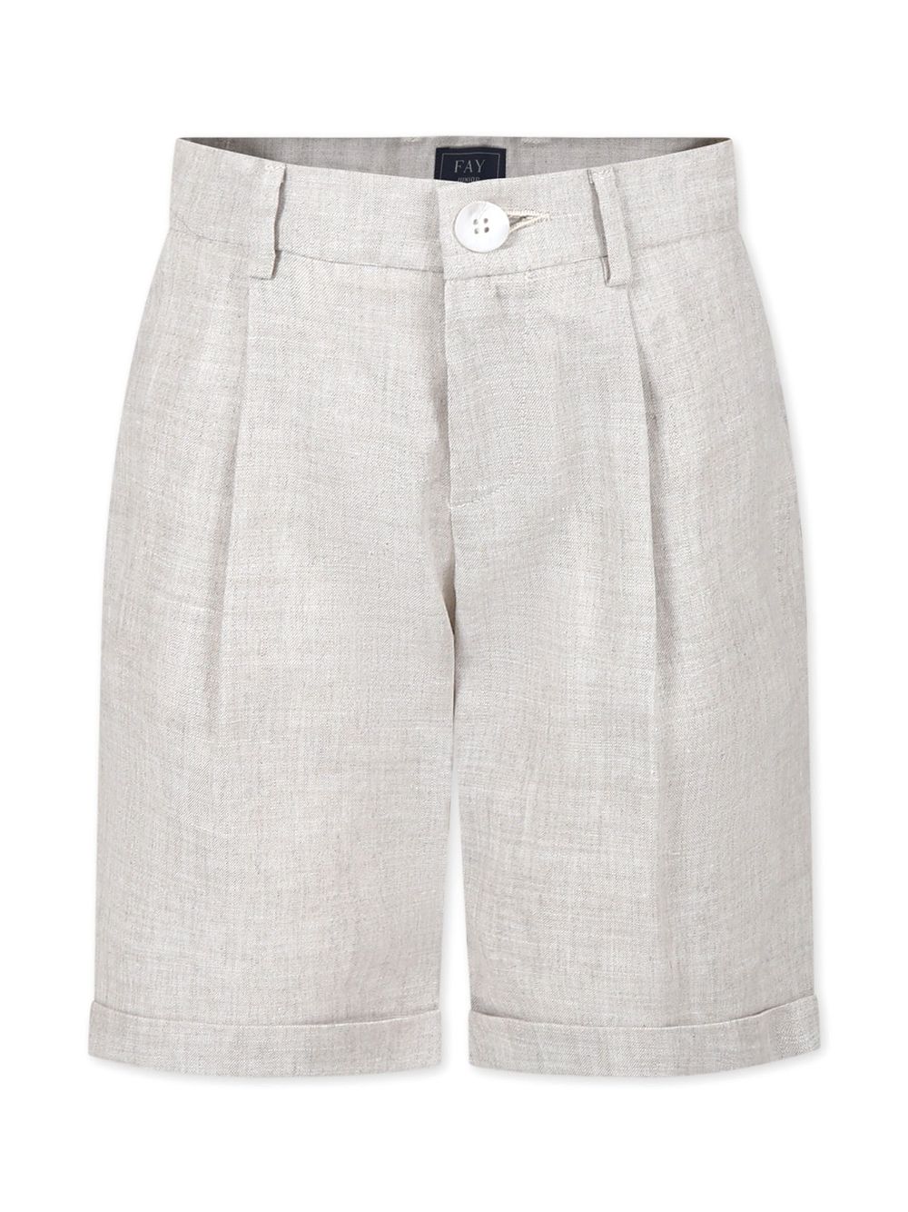 Pleated logo-appliquéd shorts - Neutrals