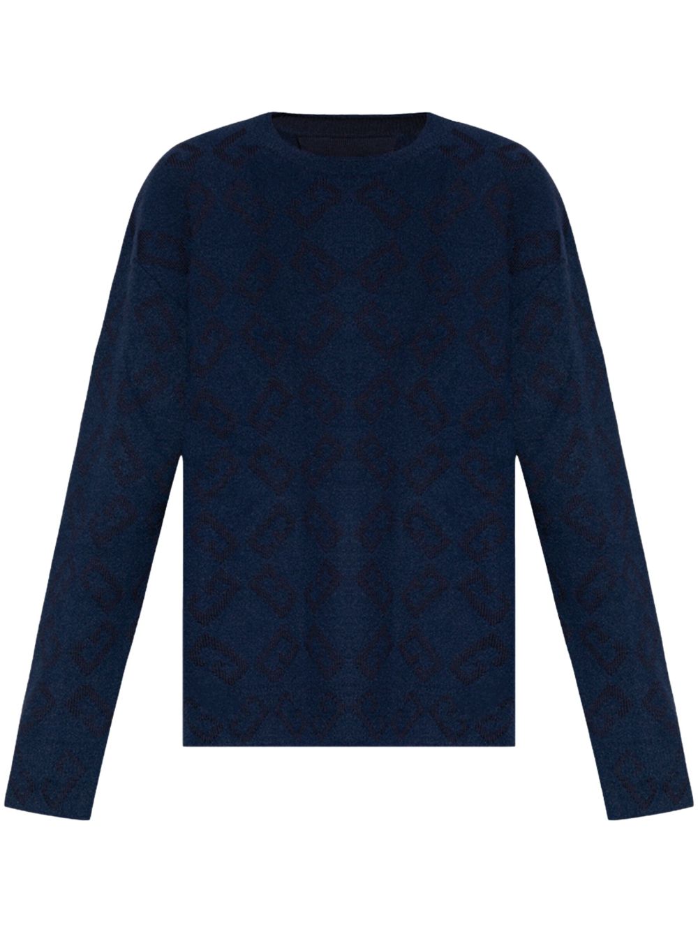 Monogram-pattern jumper - Blue
