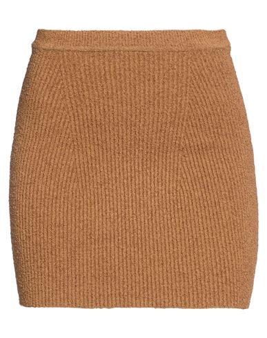 Wardrobe. nyc Woman Mini skirt Camel Size XS Cotton, Polyamide, Elastane