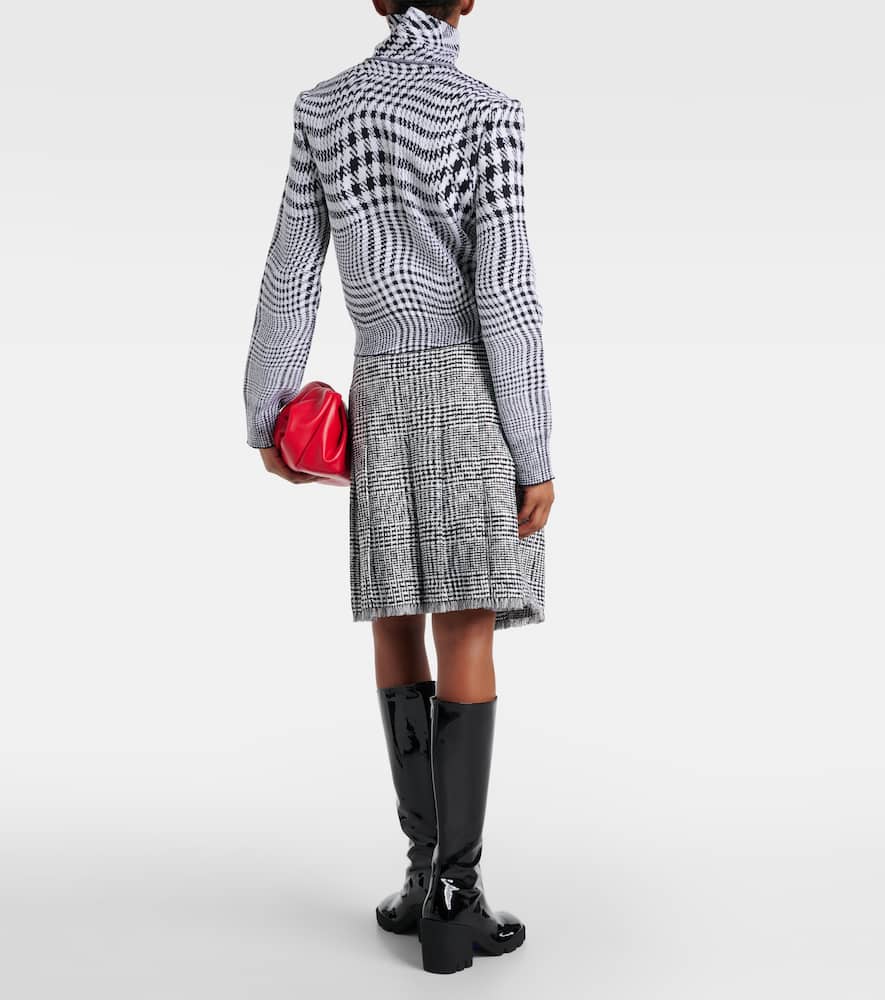 Houndstooth wool-blend turtleneck sweater