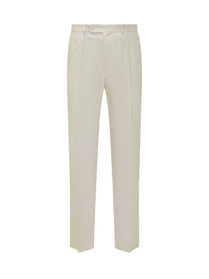 White Straight Flat Front Pants