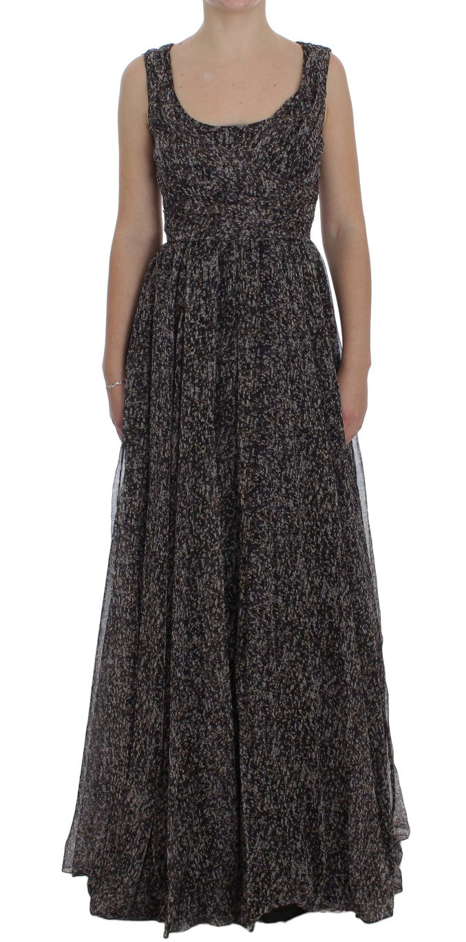 Silk Shift Gown Dress — Black