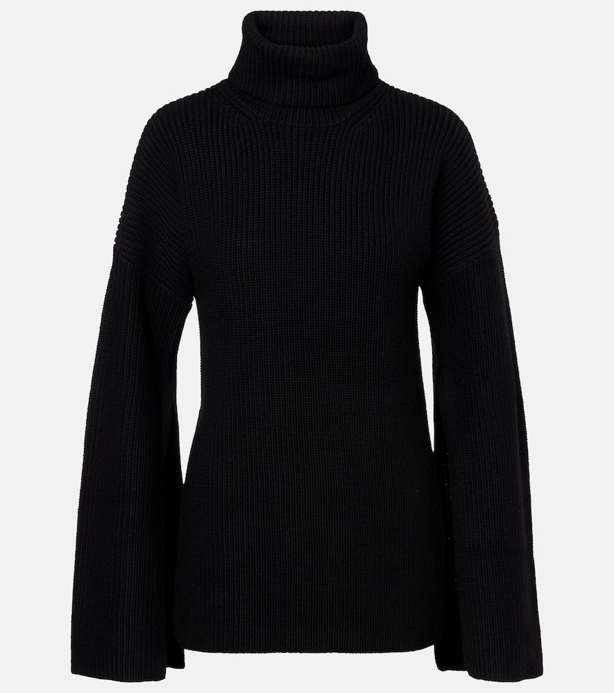 Ribbed-knit wool turtleneck sweater