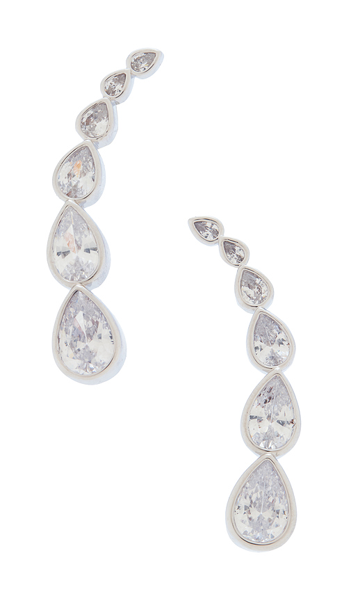 Nana Jacqueline Cristalle Teardrop Earrings in Metallic Silver