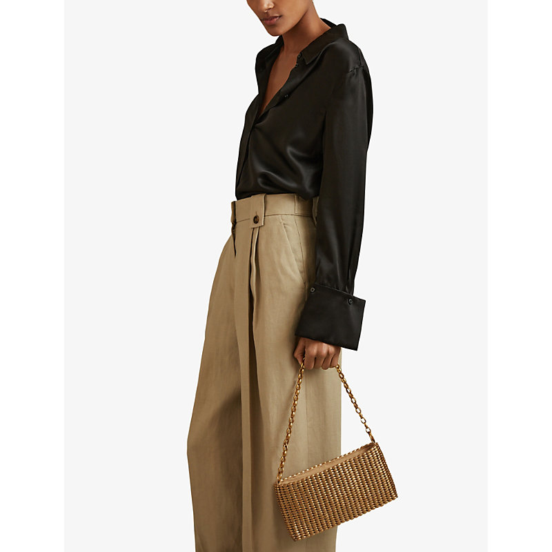 Womens Gold Bailey Bead-embellished Woven Shoulder bag 
