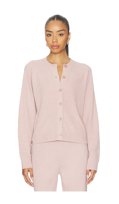 Barefoot Dreams CozyChic Ultra Lite Textured Rib Cardigan in Blush. L. Also in M, S