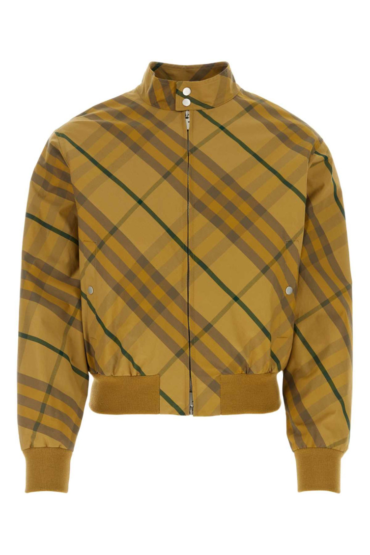 Check Motif Beige Bomber Jacket