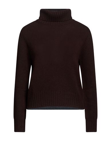 Woman Turtleneck Dark brown Size M Cashmere