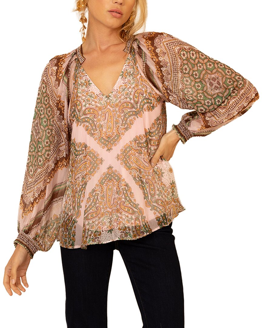 August Silk-Blend Top