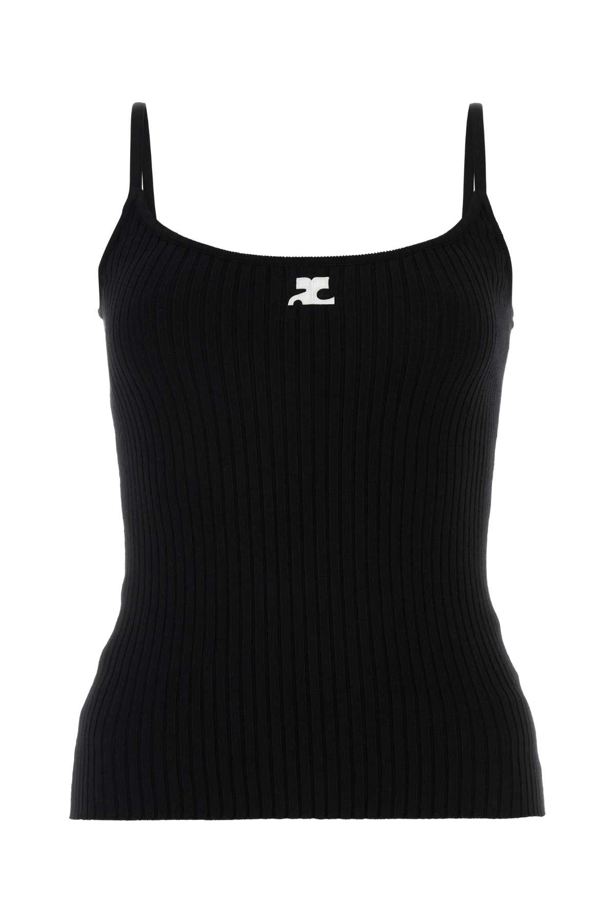 Courreges Knit Tank Top — Black