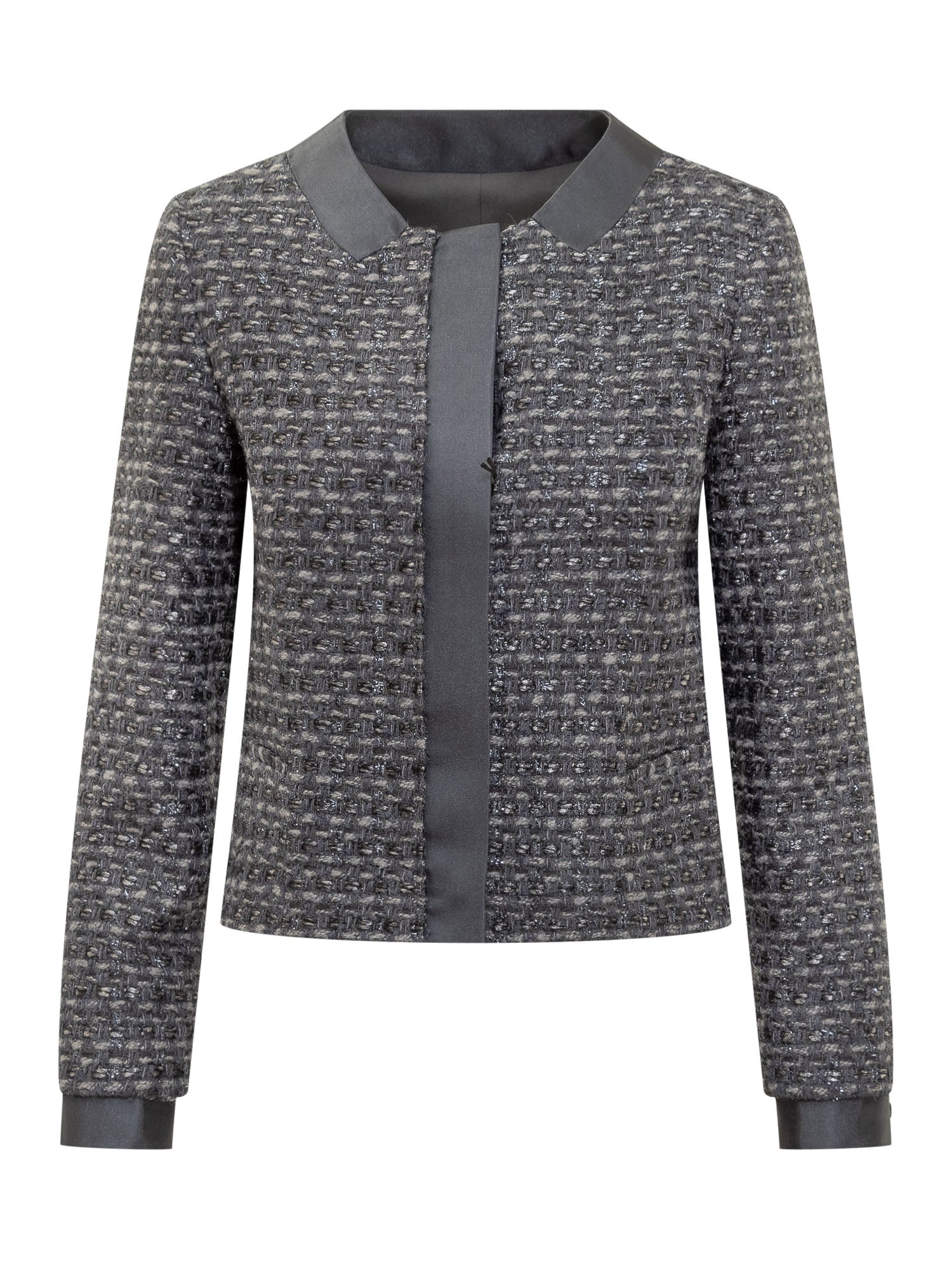 Tweed Blazer with Satin Trimmings