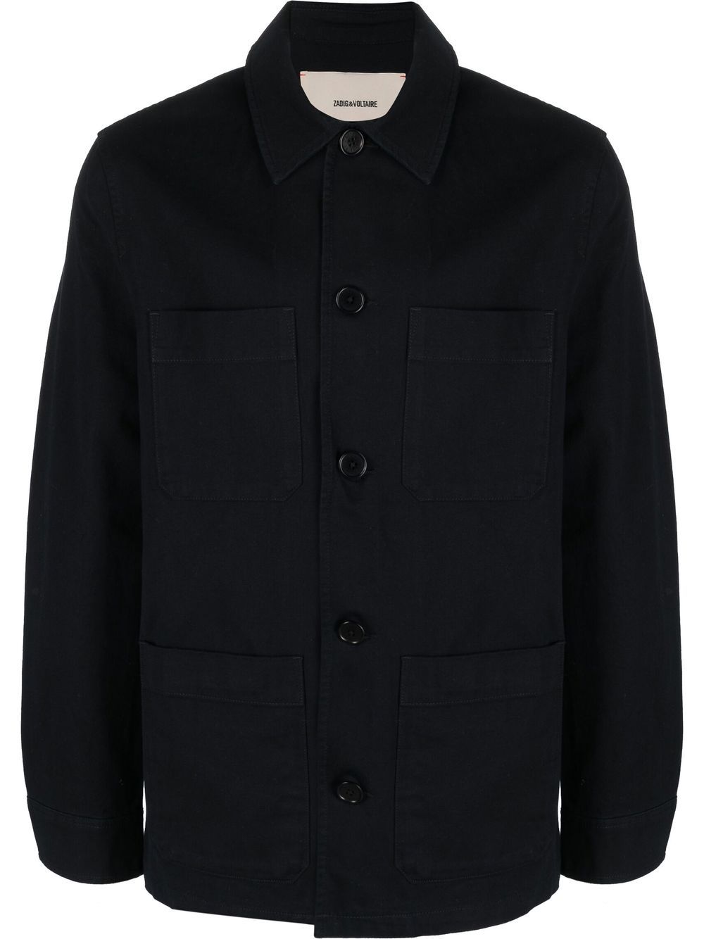 Slogan-print shirt jacket - Blue