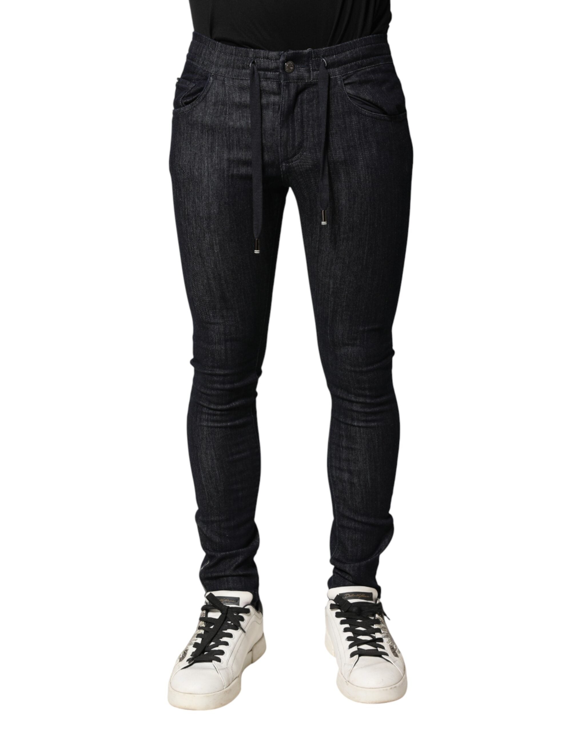 Cotton Stretch Skinny Denim Jeans — Black