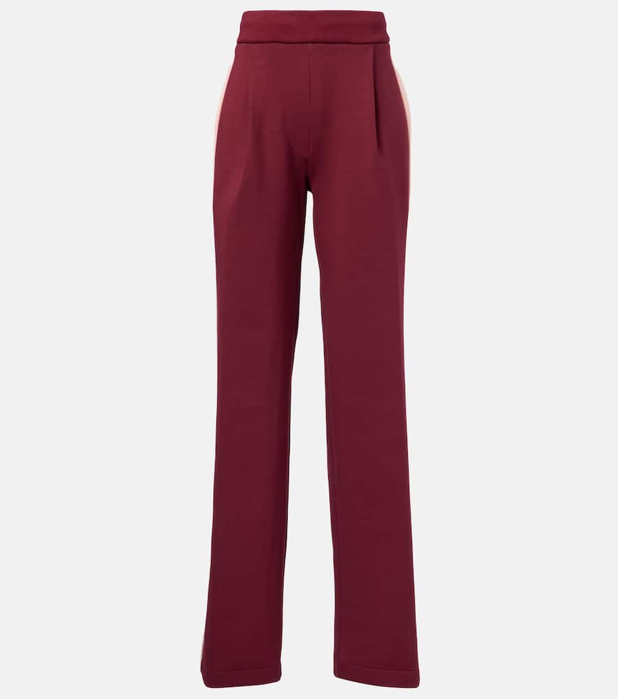 High-rise cotton-blend wide-leg pants