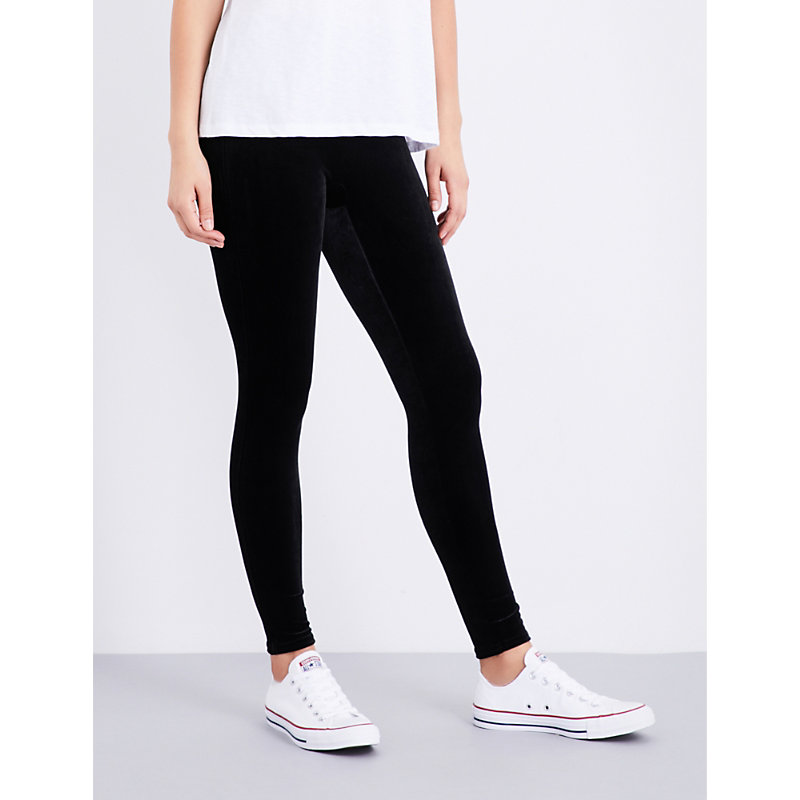 Womens Black Velvet Leggings