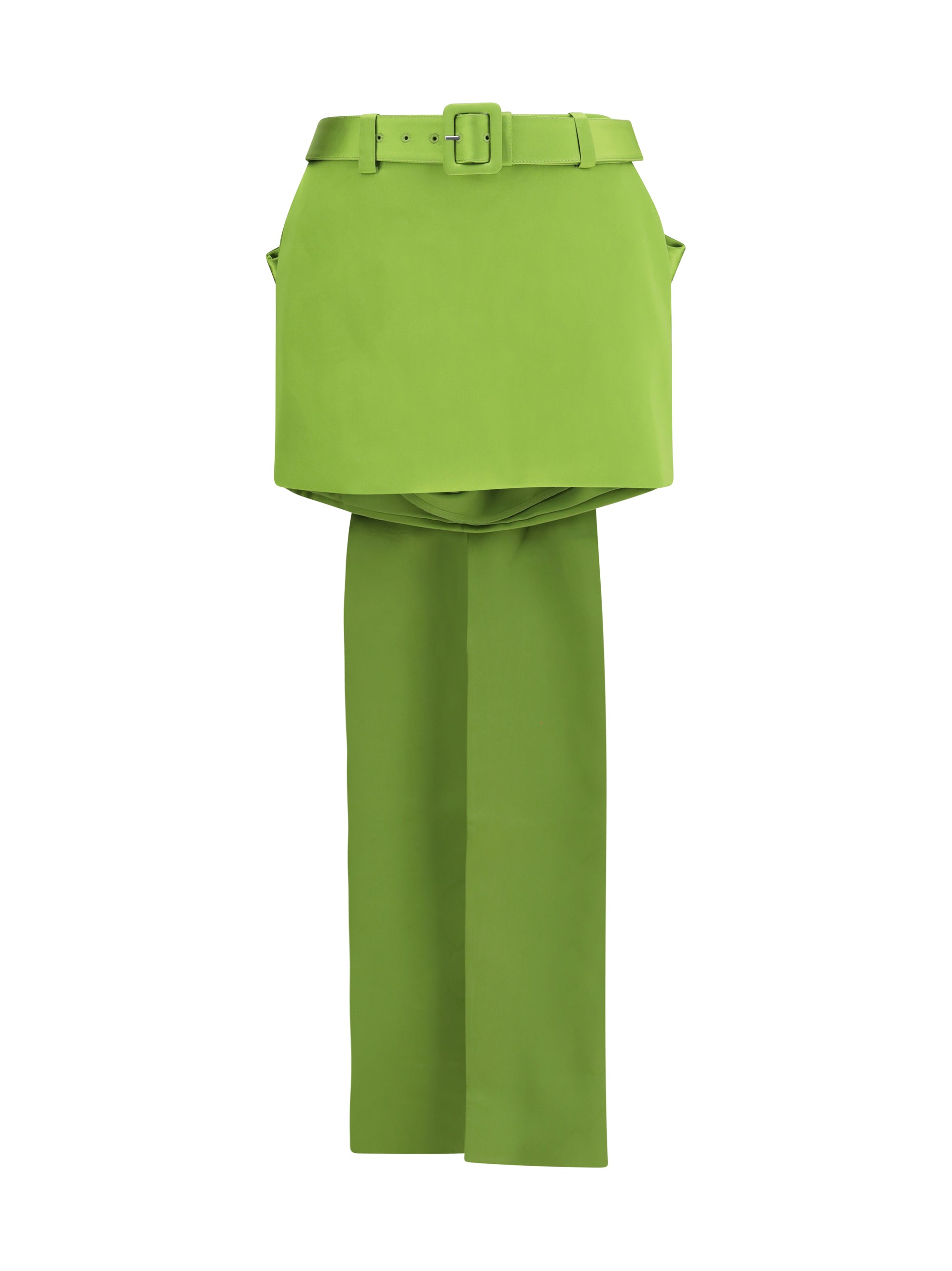 Satin Bow Mini Skirt — Green