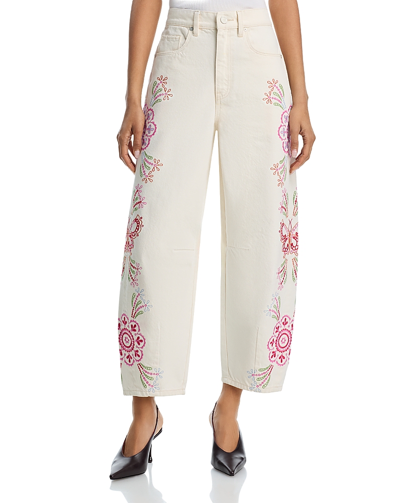 High Rise Barrel Leg Jeans in Spring Fling