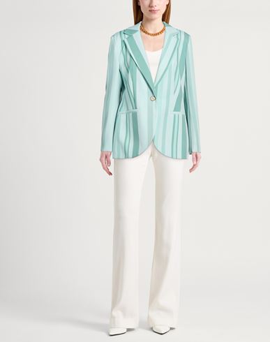 Woman Blazer Light green Size M Polyester, Elastane