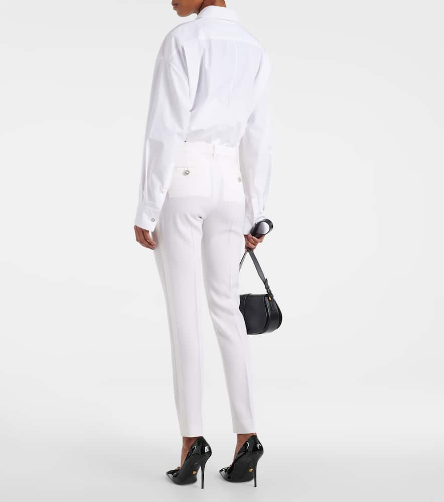 High-rise wool slim pants